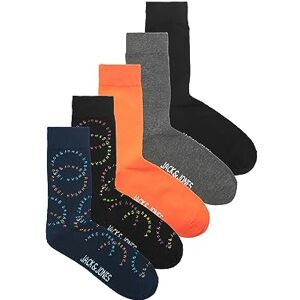 JACK & JONES Men's Jaclogo Circle Socks 5 Pack, Black/Pack:Navy Blazer-Black-DGM-Vibrant Orange, One Size JACK & JONES Men's Jaclogo Circle Socks 5 Pack, Black/Pack:Navy Blazer-Black-DGM-Vibrant Orange, One Size
