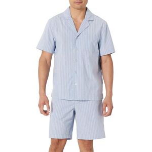 Amazon Essentials Men's Short-Sleeve Button Front Notch Collar Shirt and Shorts Pyjama Set, Cornflower Blue Thin Stripe, XL Amazon Essentials Men's Short-Sleeve Button Front Notch Collar Shirt and Shorts Pyjama Set, Cornflower Blue Thin Stripe, XL