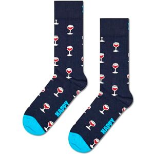 Happy Socks Glass Of Wine Sock for Men and Women, Navy, Size 41-46 Happy Socks Glass Of Wine Sock for Men and Women, Navy, Size 41-46