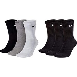 Nike U NK Everyday CUSH Crew 3PR Socks, wh(blk) / DGH(blk) / Blk(wh), Black White / Grey / Black, 42