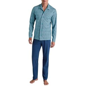 Calida Relax Imprint Men's Long Pyjamas 100% Cotton, Pottery Blue, 46-48 Calida Relax Imprint Men's Long Pyjamas 100% Cotton, Pottery Blue, 46-48