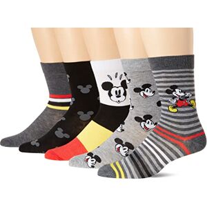 Disney Mickey Mouse Men's 5 Pack Crew Socks, Grey Stripe Multi, 10-13 Disney Mickey Mouse Men's 5 Pack Crew Socks, Grey Stripe Multi, 10-13