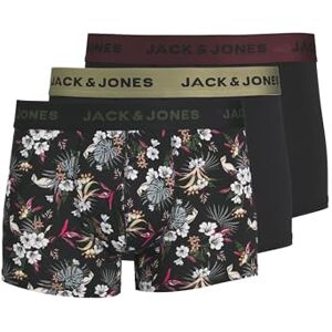 JACK & JONES Men's Jacflower Micro Fiber 3 Pack Boxer Shorts, Black/Detail:black -- Black, S UK JACK & JONES Men's Jacflower Micro Fiber 3 Pack Boxer Shorts, Black/Detail:black -- Black, S UK