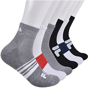 FILA Men's Striped Half Cushion Quarter Socks, Grey Multi, 9-13 UK (Pack of 6) FILA Men's Striped Half Cushion Quarter Socks, Grey Multi, 9-13 UK (Pack of 6)