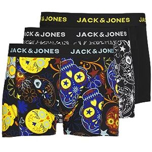 JACK & JONES Herren Jacjames Trunks 3 Pack Noos Boxershorts, Black/Detail:black Blazing Yellow, S EU JACK & JONES Herren Jacjames Trunks 3 Pack Noos Boxershorts, Black/Detail:black Blazing Yellow, S EU