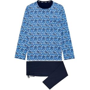 HOM Men's Pyjama Long Vibe Pajama Set, Top: Paisley Print Blue Gradient Camoufalge Bottom: Plain Navy, XXL HOM Men's Pyjama Long Vibe Pajama Set, Top: Paisley Print Blue Gradient Camoufalge Bottom: Plain Navy, XXL