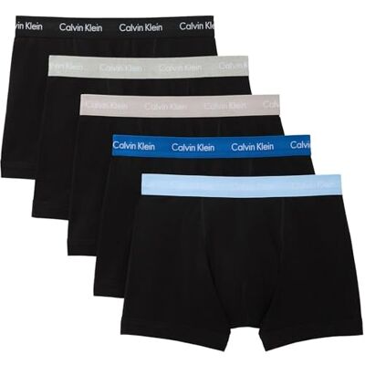 Calvin Klein Men Boxer Short Trunks Pack of 5 Underwear, Black (Blk W Classic Blue Wb/Blk W Porpoi), XL Calvin Klein Men Boxer Short Trunks Pack of 5 Underwear, Black (Blk W Classic Blue Wb/Blk W Porpoi), XL