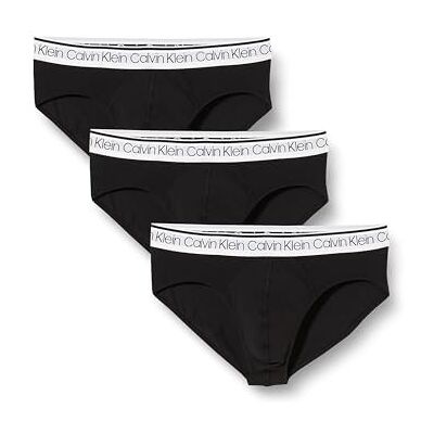 Calvin Klein Men's 3 Pack Hip Briefs Underwear, Black (Black W/White Wb), L Calvin Klein Men's 3 Pack Hip Briefs Underwear, Black (Black W/White Wb), L