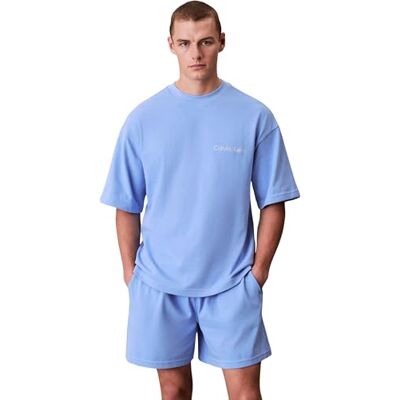 Calvin Klein Men’s Pyjama Set in Cotton, Blue (Blue Descent), S Calvin Klein Men’s Pyjama Set in Cotton, Blue (Blue Descent), S