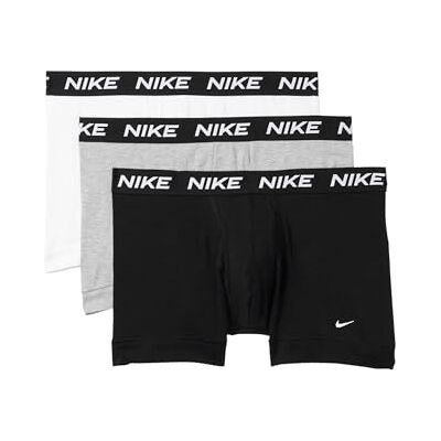 Nike Men's All Day Cotton Stretch Trunk W/Fly Underwear (3-Pack), White/Heather Grey/Black Nike Men's All Day Cotton Stretch Trunk W/Fly Underwear (3-Pack), White/Heather Grey/Black