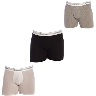 Calvin Klein Men Boxer Briefs Stretch Cotton Pack of 3, Multicolour (Black/White/Grey Heather), S Calvin Klein Men Boxer Briefs Stretch Cotton Pack of 3, Multicolour (Black/White/Grey Heather), S