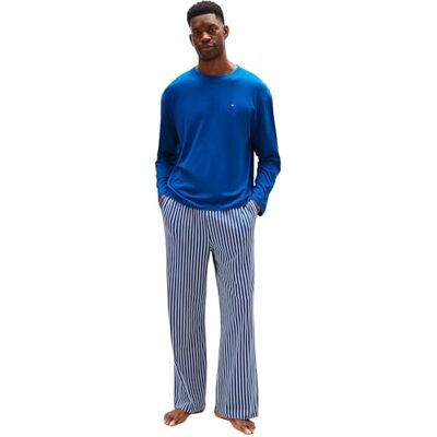 Tommy Hilfiger Men’s Long Sleeve Jersey Print Pyjama Set, Blue (Deep Indigo/Blue Dense Stripe), XS Tommy Hilfiger Men’s Long Sleeve Jersey Print Pyjama Set, Blue (Deep Indigo/Blue Dense Stripe), XS