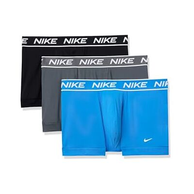 Nike Men's All Day Micro Stretch Trunk Underwear (3-Pack), Photo Blue/Iron Grey/Black, M (Pack of 3) Nike Men's All Day Micro Stretch Trunk Underwear (3-Pack), Photo Blue/Iron Grey/Black, M (Pack of 3)