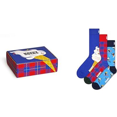 Happy Socks 3-Pack downhilll Skiing Pack of 3 Socks, Blue, 41-46 Happy Socks 3-Pack downhilll Skiing Pack of 3 Socks, Blue, 41-46