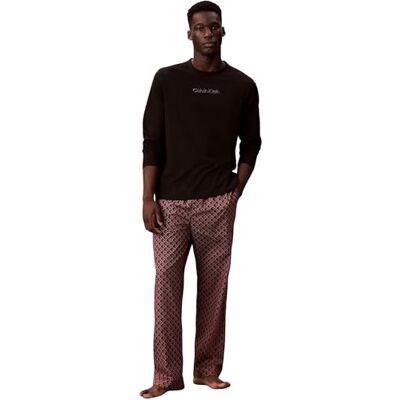 Calvin Klein Men’s Long Sleeve T-shirt and Bottoms Pyjama Set, Multicolor (Black Top W/Bijou Modern Bijou Mo), M Calvin Klein Men’s Long Sleeve T-shirt and Bottoms Pyjama Set, Multicolor (Black Top W/Bijou Modern Bijou Mo), M