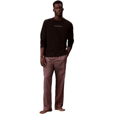Calvin Klein Men’s Long Sleeve T-shirt and Bottoms Pyjama Set, Multicolor (Black Top W/Bijou Modern Bijou Mo), L Calvin Klein Men’s Long Sleeve T-shirt and Bottoms Pyjama Set, Multicolor (Black Top W/Bijou Modern Bijou Mo), L