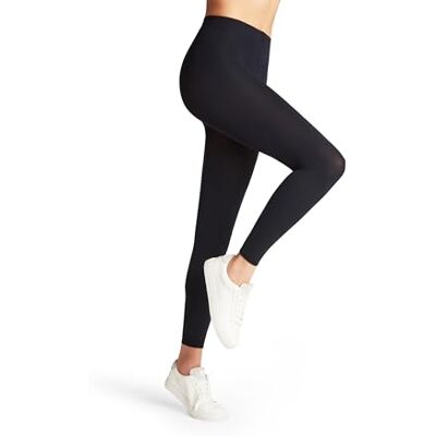 FALKE Women's Pure Matt 100 DEN W Le Opaque Plain Leggings 1 Pair, Blue Marine 6179, L FALKE Women's Pure Matt 100 DEN W Le Opaque Plain Leggings 1 Pair, Blue Marine 6179, L
