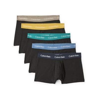 Calvin Klein Men Low-Rise Boxer Short Trunks Stretch Cotton Pack of 5, Black (Black Bodies With Driftwood/Moonli), S Calvin Klein Men Low-Rise Boxer Short Trunks Stretch Cotton Pack of 5, Black (Black Bodies With Driftwood/Moonli), S