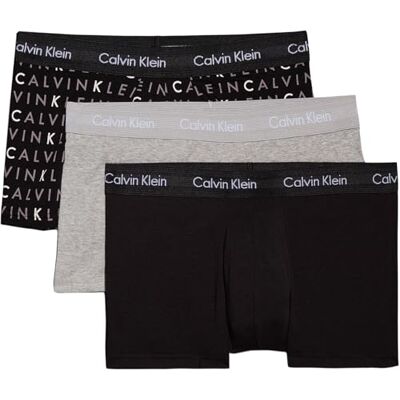Calvin Klein Men’s 3 Pack Low Rise Trunks Underwear, Multicolor (Black/Grey Heather/Subdued Logo), XL Calvin Klein Men’s 3 Pack Low Rise Trunks Underwear, Multicolor (Black/Grey Heather/Subdued Logo), XL