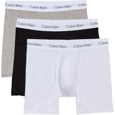 Calvin Klein Men's 3 Pack Cotton Stretch Boxer Briefs, White/Grey/Black, Large Calvin Klein Men's 3 Pack Cotton Stretch Boxer Briefs, White/Grey/Black, Large