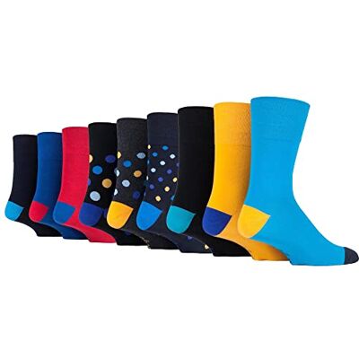 Gentle Grip 9 Pairs Men's Non Elastic Cotton Socks Soft, Loose Top Socks Diabetic Friendly Gentle Grip 9 Pairs Men's Non Elastic Cotton Socks Soft, Loose Top Socks Diabetic Friendly