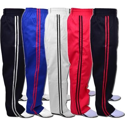 MAR INTERNATIONAL MAR Full Contact Trouser Sweat Pants, Boxing, Muay-Thai, Fitness, Kickboxing & Karate Pants, 8oz Polycotton Fabric with Striped Design, Elasticated Drawstring Waistband Bottoms MAR INTERNATIONAL MAR Full Contact Trouser Sweat Pants, Boxing, Muay-Thai, Fitness, Kickboxing & Karate Pants, 8oz Polycotton Fabric with Striped Design, Elasticated Drawstring Waistband Bottoms