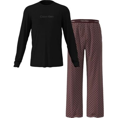 Calvin Klein Men’s Long Sleeve T-Shirt and Bottoms Pyjama Set, Multicolor (Black Top W/Bijou Modern Bijou Mo), S Calvin Klein Men’s Long Sleeve T-Shirt and Bottoms Pyjama Set, Multicolor (Black Top W/Bijou Modern Bijou Mo), S