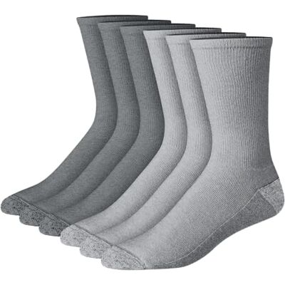 Hanes Men's Max Cushioned Crew Socks, Moisture-Wicking with Odor Control, Multi-Pack, Gray/Charcoal-6 Pack, 4.5-12 UK (Pack of 6) Hanes Men's Max Cushioned Crew Socks, Moisture-Wicking with Odor Control, Multi-Pack, Gray/Charcoal-6 Pack, 4.5-12 UK (Pack of 6)