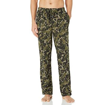 Amazon Essentials Men's Cotton Knit Pyjama Trouser, Olive Geo Camo, M Amazon Essentials Men's Cotton Knit Pyjama Trouser, Olive Geo Camo, M