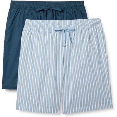 Amazon Essentials Men's Lounge Cotton Stretch Poplin Pyjama Shorts, Pack of 2, Indigo/Stripes, 3XL Amazon Essentials Men's Lounge Cotton Stretch Poplin Pyjama Shorts, Pack of 2, Indigo/Stripes, 3XL