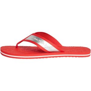 Calvin Klein Jeans Men's Beach Sandal in MET Flip Flop, Fiery Red/Metallic Foil, 6.5 Calvin Klein Jeans Men's Beach Sandal in MET Flip Flop, Fiery Red/Metallic Foil, 6.5
