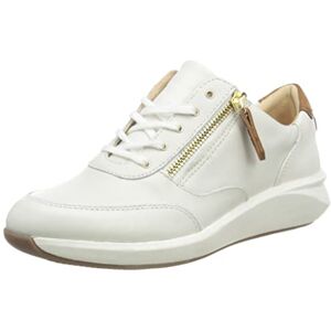 Clarks Womens Un Rio Zip Sneaker, White Leather, 6.5 UK Clarks Womens Un Rio Zip Sneaker, White Leather, 6.5 UK
