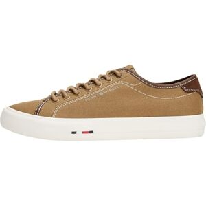 Tommy Hilfiger Men’s Street Canvas Vulcanised Trainers with Logo, Brown (Rooted Brown), 10 Tommy Hilfiger Men’s Street Canvas Vulcanised Trainers with Logo, Brown (Rooted Brown), 10