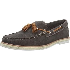 Silver Street London Men's Milford Suede Leather Slip on Casual Tassel Summer Loafer, Grey, 12 Silver Street London Men's Milford Suede Leather Slip on Casual Tassel Summer Loafer, Grey, 12