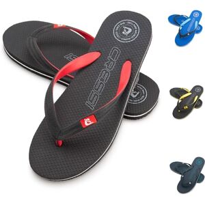 Cressi Leaf Flip-Flop - Unisex Flip-Flops for Beach and Pool - Black/Red, 8/9 UK - 41/42 EU