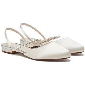 Rainbow Club Romi Ivory Satin Pearl Detail Wedding Slingback, 3.5 Rainbow Club Romi Ivory Satin Pearl Detail Wedding Slingback, 3.5