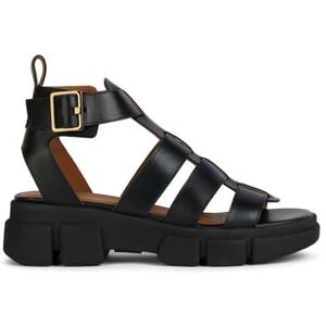 Geox Women's D Lisbona B Wedge Sandal, Black, 5 UK Geox Women's D Lisbona B Wedge Sandal, Black, 5 UK