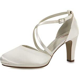 Rainbow Club Bridal Shoes Olaila Ladies, Two-Piece Pumps, Ivory/Cream, Satin, Simple, Comfortably Padded, Strap, Size 39 EU (UK 6) Rainbow Club Bridal Shoes Olaila Ladies, Two-Piece Pumps, Ivory/Cream, Satin, Simple, Comfortably Padded, Strap, Size 39 EU (UK 6)