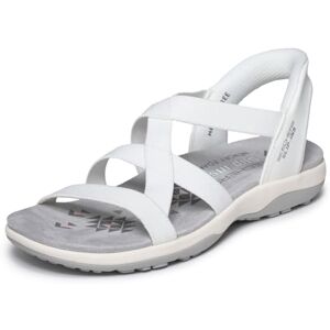 Skechers Women's Reggae Slim Stretch Flex Sandals, White Knit Gore, 3 UK Skechers Women's Reggae Slim Stretch Flex Sandals, White Knit Gore, 3 UK