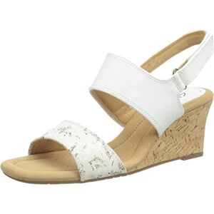 Clarks Women's Kyarra Faye Wedge Sandals, White leather, 7.5 UK Clarks Women's Kyarra Faye Wedge Sandals, White leather, 7.5 UK
