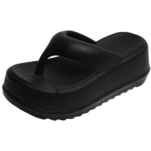 Badalo Non-Slip Slippers Beach Flip-Flops, Heightened Thick Bottom, Flip-Flops Women Outside, Eva Outside Non-Slip Soft (Color : Black, Size : 38/39)