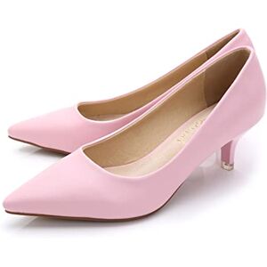 Ccafret High Heels Heels Women'S Etiquette Pointed Office Daily Casual Medium Heel Slim High Heels Large Professional High Heels (Color : Pink, Size : 6)