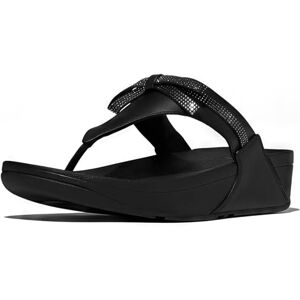 Fitflop Women's LULU Glitz-Bow Leather Toe-Post Sandals, Black, 9 UK Fitflop Women's LULU Glitz-Bow Leather Toe-Post Sandals, Black, 9 UK