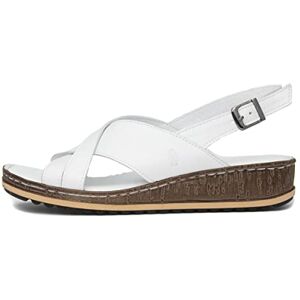 Hush Puppies Ladies Elena Cross Over Wedge Sandal, White, 8 Hush Puppies Ladies Elena Cross Over Wedge Sandal, White, 8