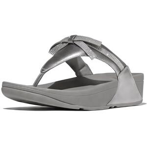 Fitflop Women's LULU Glitz-Bow Leather Toe-Post Sandals, Silvereen, 7 UK Fitflop Women's LULU Glitz-Bow Leather Toe-Post Sandals, Silvereen, 7 UK