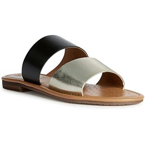 Geox D Sozy S Flat Sandal, Black Lt Gold, 6 UK Geox D Sozy S Flat Sandal, Black Lt Gold, 6 UK