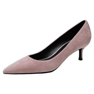 Jamron Women'S Velvet 5cm High Heels Elegant Pointed Toe Pumps Office Work Shoes Pink Sn0711129-1 Uk2.5