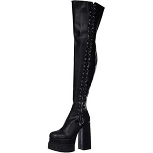 LAMODA Wanted You Platform Creeper Thigh High Boots, EU 41, Black PU, 8.5 UK LAMODA Wanted You Platform Creeper Thigh High Boots, EU 41, Black PU, 8.5 UK