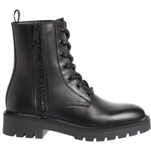 Calvin Klein Jeans Women's Mid-Calf Lace Up Leather Combat Boots, Black (Triple Black), 7 Calvin Klein Jeans Women's Mid-Calf Lace Up Leather Combat Boots, Black (Triple Black), 7