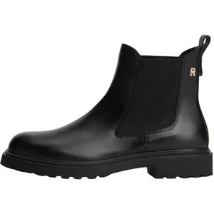 Tommy Hilfiger Women's Cleated Leather Chelsea Boots, Black (Black), 7.5 Tommy Hilfiger Women's Cleated Leather Chelsea Boots, Black (Black), 7.5